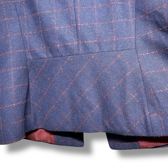 💙 Talbots Navy Wool Blend Windowpane Blazer – Size 12 New - Picture 5 of 9